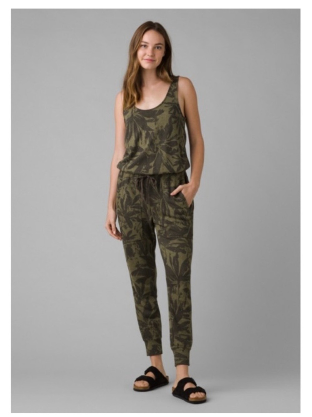 Women’s Olive Green Printed Jumpsuit